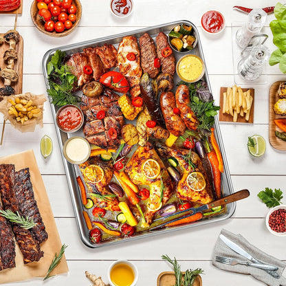 Skiennix Extra Large Stainless Steel Baking Sheet - Nonstick, Warp Resistant & Dishwasher Safe (20" x 14" x 1")