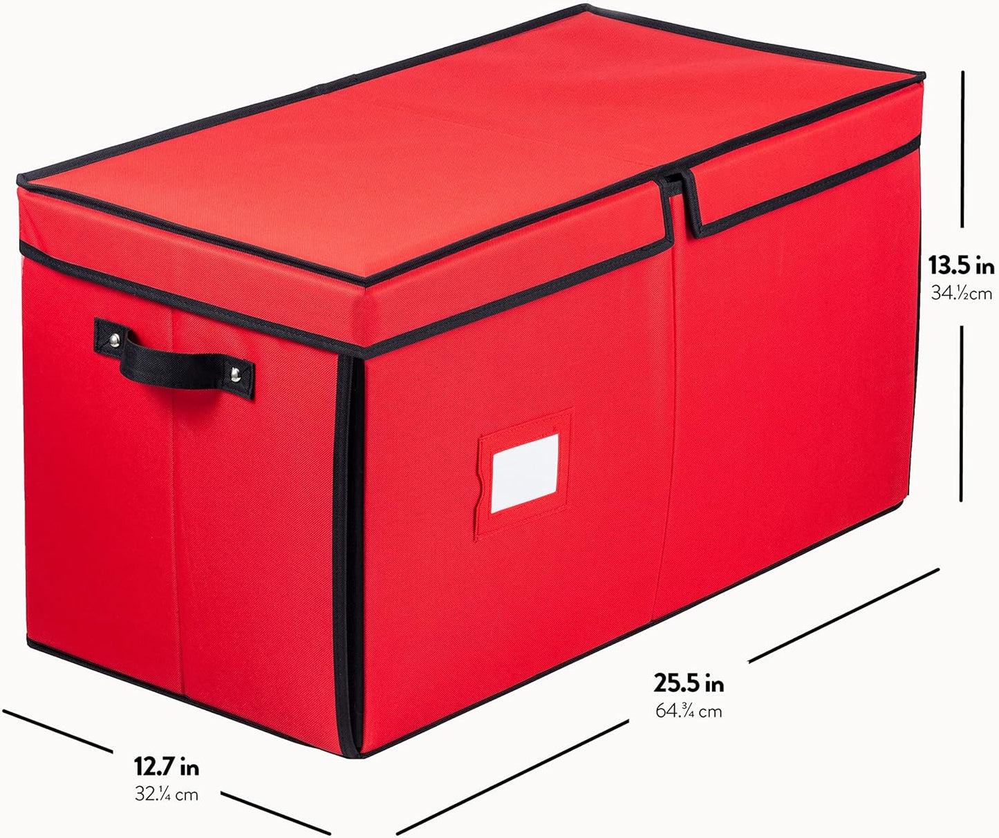 ZOBER Christmas Ornament Storage Box | Durable 600D Oxford Fabric - Holds 128 Ornaments in Drawer Trays - Red