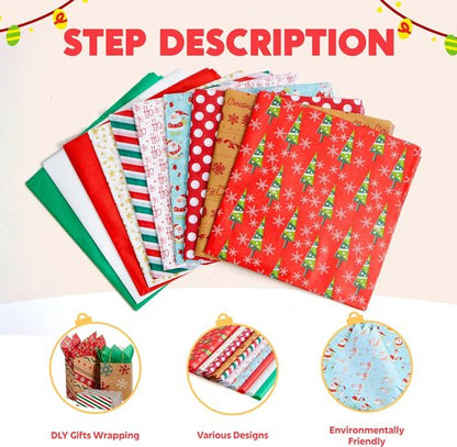 Joiedomi Christmas Tissue Paper - 150 Assorted Sheets for Easy Gift Wrapping | Perfect for Boxes & Wine Bottles