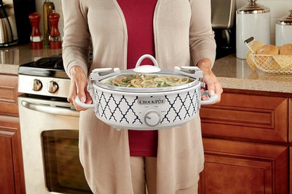 Crock-Pot 2.5 Quart Casserole Slow Cooker - Compact White/Blue Design for Quick Meals