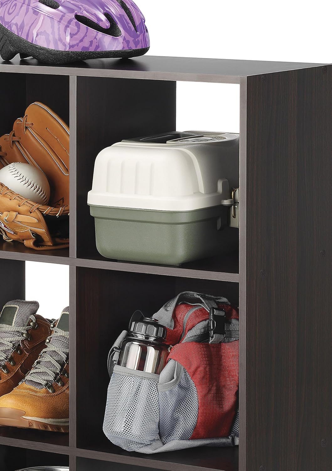 Whitmor 9 Cube Storage Organizer - Stackable MDF Wood Bookcase for Living Room & Office | Espresso Finish, 35.5"L x 11.7"W x 35.5"H