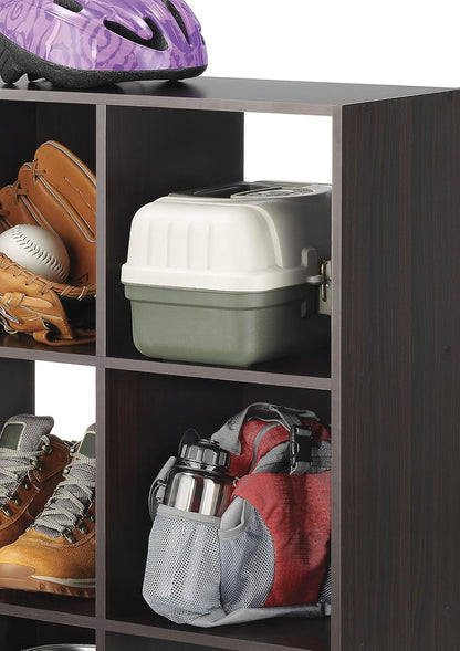 Whitmor 9 Cube Storage Organizer - Stackable MDF Wood Bookcase for Living Room & Office | Espresso Finish, 35.5"L x 11.7"W x 35.5"H