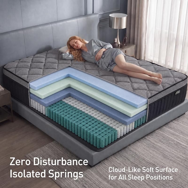 12 Inch Queen Hybrid Mattress in a Box - Lunrloy Queen Size, CertiPUR-US Foam