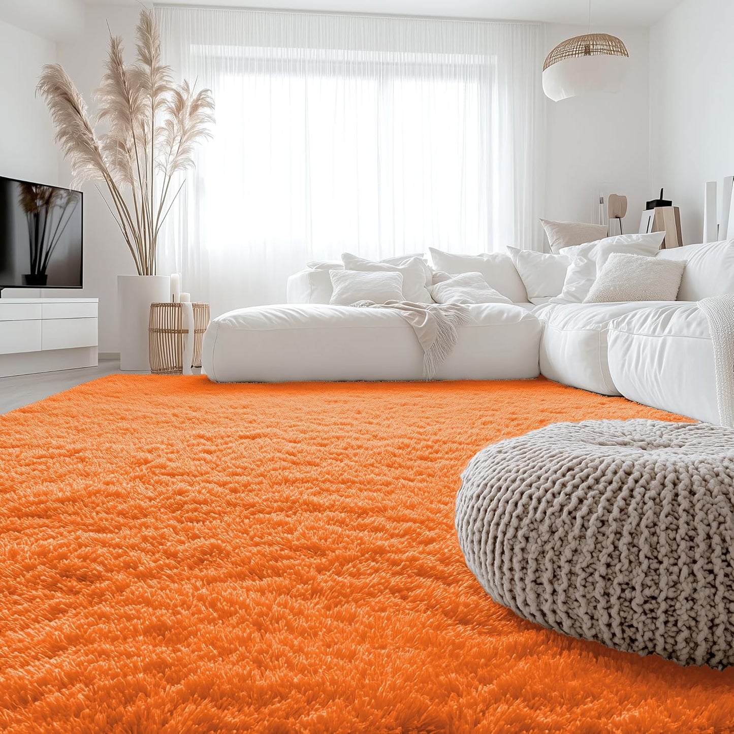 OLANLY Large Area Rug - Soft Fluffy Shaggy Carpet for Living Room & Bedroom | 8x10, Orange