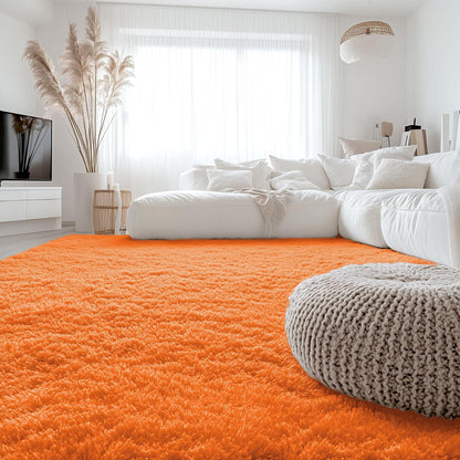 OLANLY Large Area Rug - Soft Fluffy Shaggy Carpet for Living Room & Bedroom | 8x10, Orange