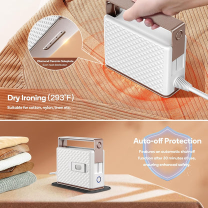 Newbealer Travel Steam Iron - Handheld Steamer with Non-Stick Ceramic Soleplate | Global Voltage 100-240V
