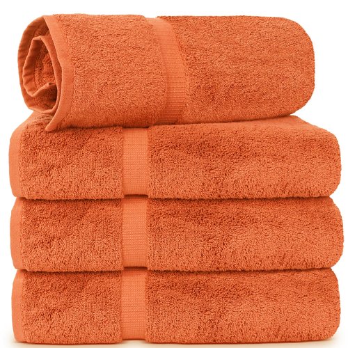 Chakir Turkish Linens | Hotel & Spa Quality 100% Cotton Luxury Turkish Towels | Soft & Absorbent (30x60 Inches Extra Large Bath Towels, Set of 4 - Coral)