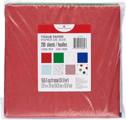 American Greetings Christmas Tissue Paper - 200 Sheets in Candy Cane Stripes & Polka Dots | 20" x 20" for Gifts & Crafts