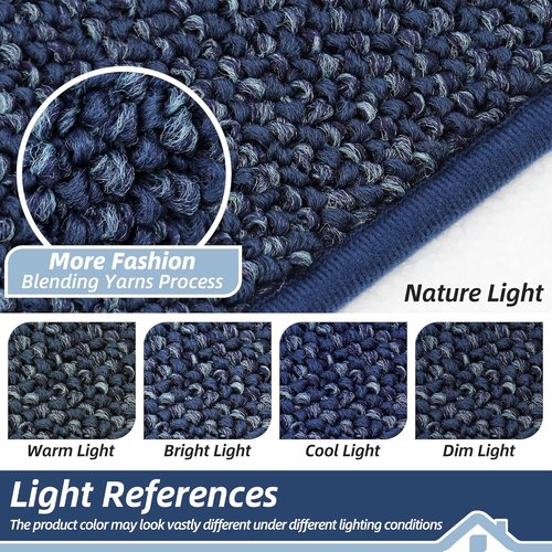 BEQHAUSE Dirt Trapper Door Mat - Non-Slip, Washable, Absorbent | 24" x 36" Blue Entrance Mat