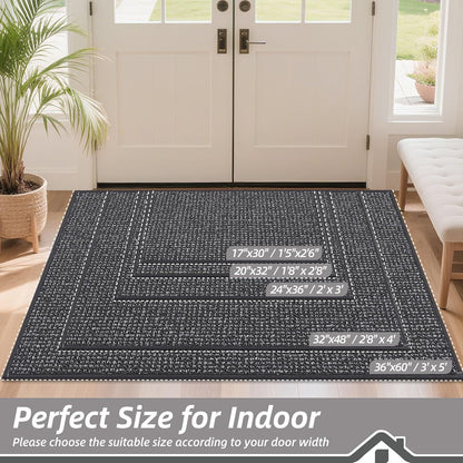 BEQHAUSE Dirt Trapper Door Mat - Non-Slip, Washable Entryway Rug | 17" x 30", Charcoal Color
