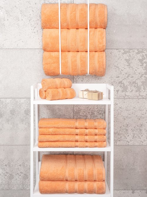 American Soft Linen Luxury 4 Piece Bath Towel Set, 600 GSM 100% Cotton Turkish Bath Towels for Bathroom, 27x54 in Extra Large Bathroom Shower Towels, Malibu Peach