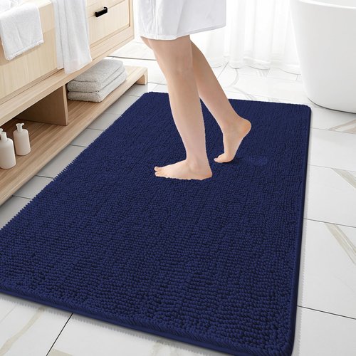 OLANLY Bathroom Rugs 59x35, Extra Soft Absorbent Chenille Bath Rugs, Rubber Backing Quick Dry, Machine Washable Bath Mats for Bathroom Floor, Tub and Shower, Home Decor Accessories, Twilight Sapphire