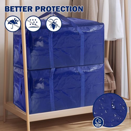 Extra Heavy Duty Moving Bags by [Brand Name] - 8 Pack with Strong Zipper & Carrying Handles | Dark Blue - 24 Gallon