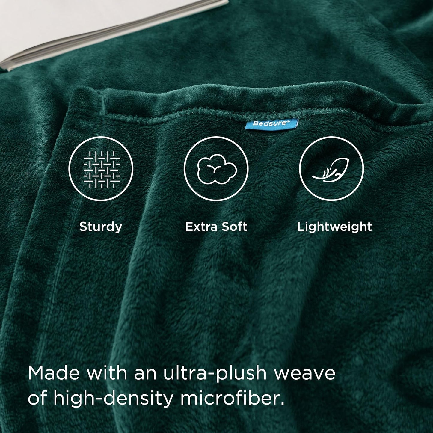 Bedsure GentleSoft Fleece Blanket - Lightweight Plush Cozy Twin Size in Emerald Green, 60x80 Inches