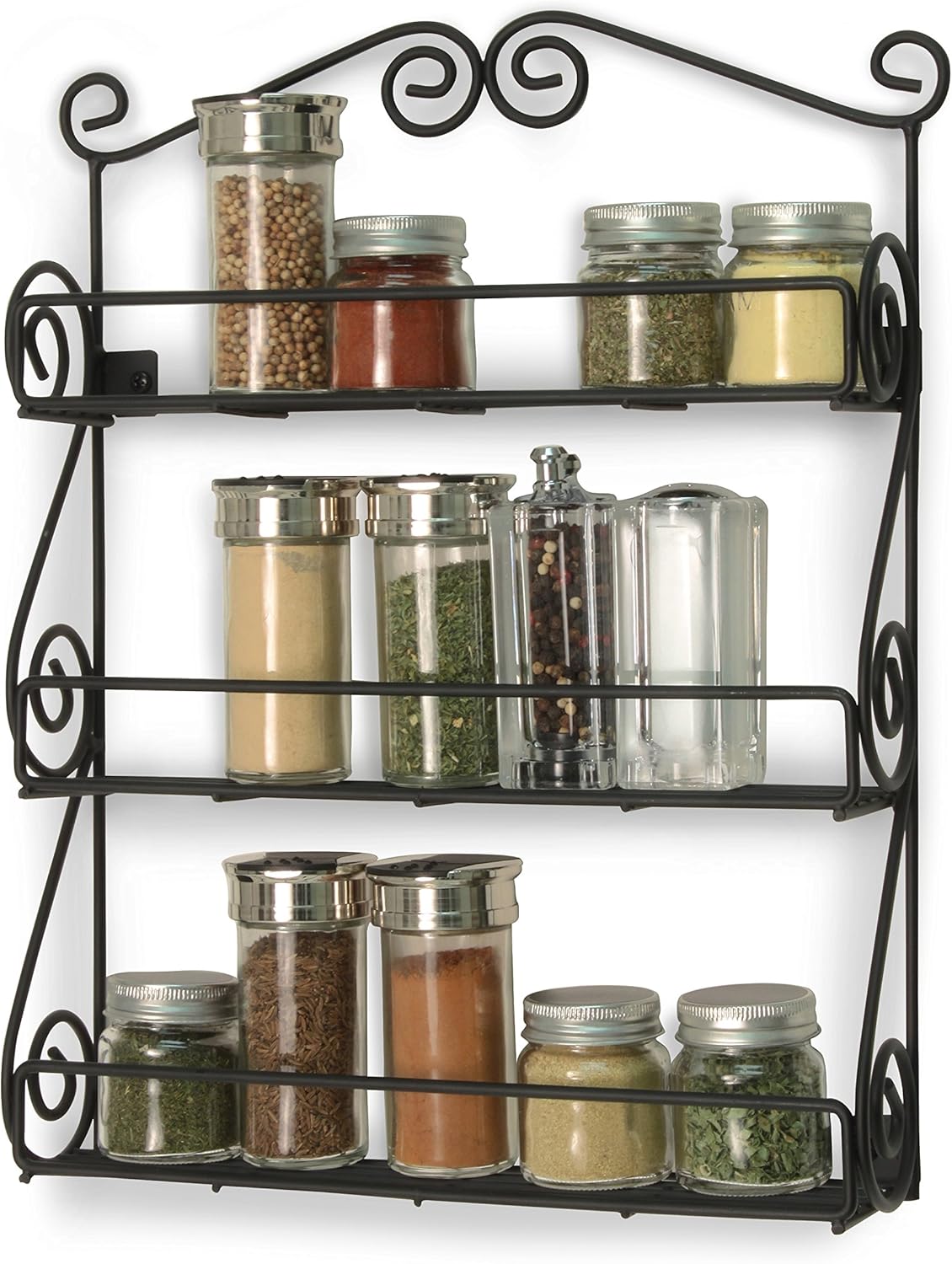Spectrum Diversified 3-Tier Wall-Mounted Spice Rack Organizer - Stylish Storage for Kitchen & Beauty Products