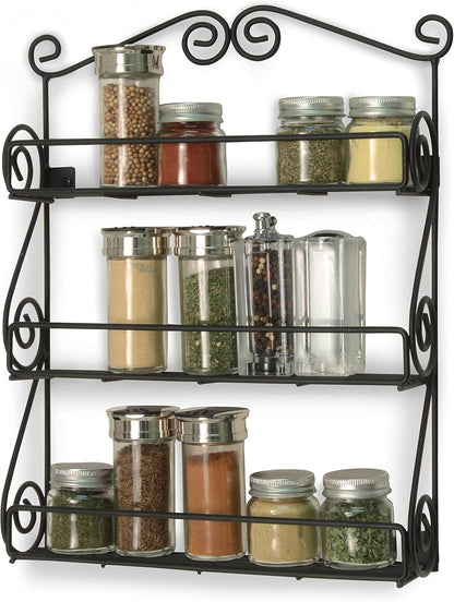 Spectrum Diversified 3-Tier Wall-Mounted Spice Rack Organizer - Stylish Storage for Kitchen & Beauty Products
