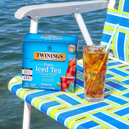 Twinings Black Iced Tea - 72 Oversized Tea Bags | Makes 18 Pitchers, Unsweetened & Caffeinated