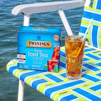 Twinings Black Iced Tea, 72 Oversized Tea Bags, Makes 18 Pitchers or 144 Servings, Unsweetened, Caffeinated, 72 Count (Pack of 1)