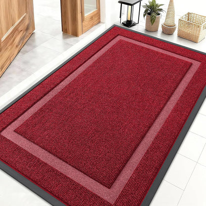OLANLY Waterproof Front Door Mat - All-Season, Sturdy Natural Rubber | Easy Clean, 47x30, Wine Red