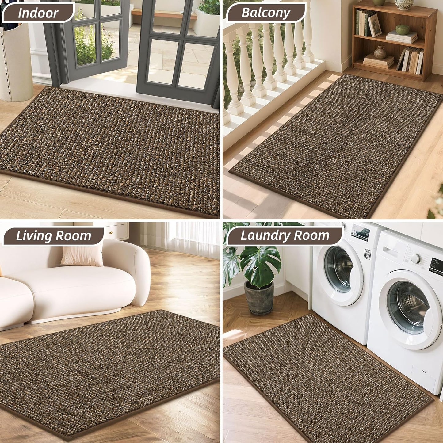 BEQHAUSE Dirt Trapper Door Mat - Non-Slip, Washable, Absorbent Entrance Mat | 36" x 60", Brown