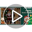 34-Inch Hanging Christmas Decor Santa Claus in Wreath with LED Lights - Holiday Indoor Outdoor Decoration - Variation of Santa Claus in Wreath