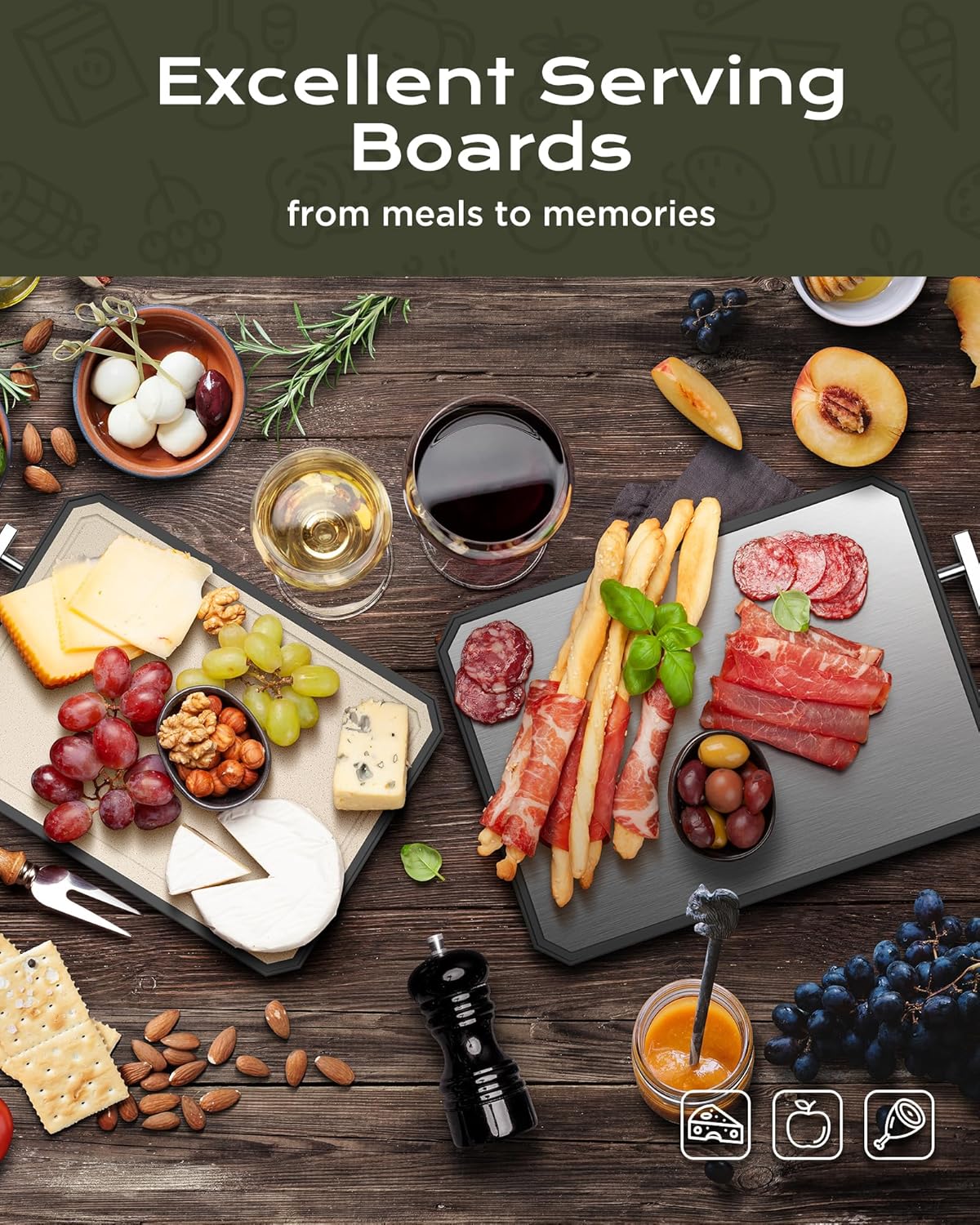 SNOWCLAD Stainless Steel Cutting Board - Double-Sided Kitchen Board | 16x11 Inch, Non-Toxic & Dishwasher Safe