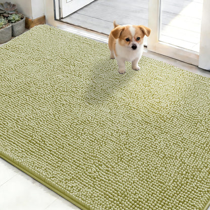 OLANLY Dog Door Mat - Absorbent Non-Slip Washable Mud Mat for Dogs | 48x30, Quick Dry Chenille, Vanilla