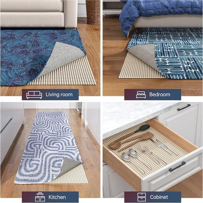 Jorvila Non-Slip Rug Pad - 8x10 Feet Anti-Skid Mat for Area Rugs | Thick Cushioning for Hardwood Floors