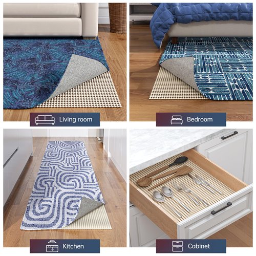 Jorvila Non-Slip Rug Pad Gripper 2x3 Feet, Anti Skid Mat for Under Area Rugs, Keeps Rugs in Position and Safe, Thick Cushioned Carpet Pad for Hardwood Floors Protection