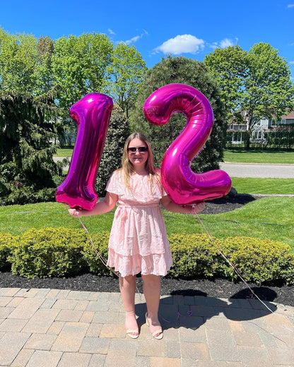 Skiennix Hot Pink Number 14 Balloons - 40 Inch Birthday Decorations for Girls' 14th Party