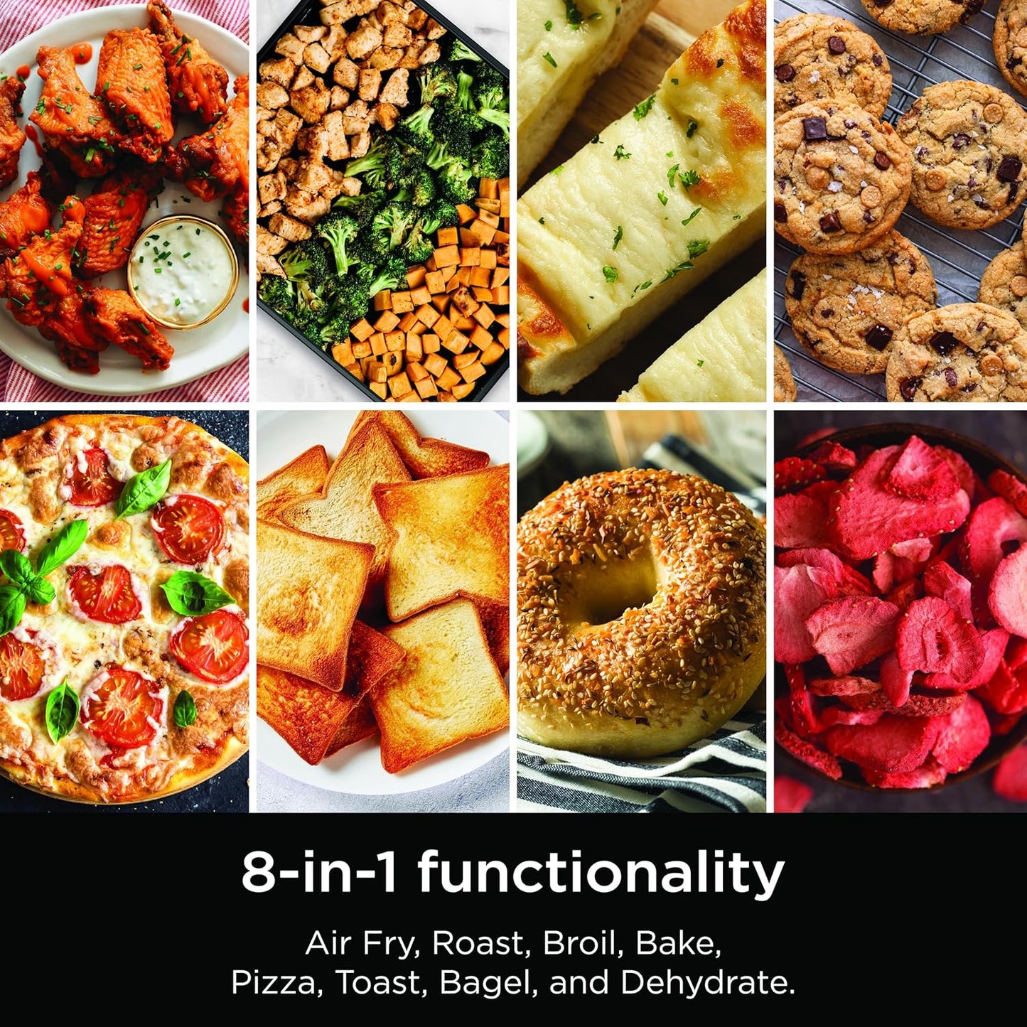 Ninja Air Fryer Toaster Oven Combo - 8-in-1 Versatile Cooking | Space-Saving Flip Up Design | 1800 Watt Stainless Steel