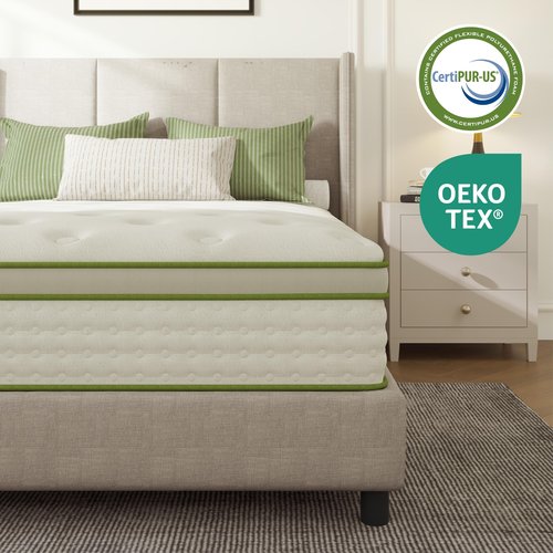 Emerspring Queen Mattress 12 Inch Hybrid Memory Foam Mattress in a Box with Individual Pocket Innerspring for Motion Isolation & Pressure Relief, Edge Support, Medium Firm