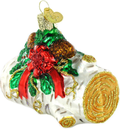Old World Christmas Yule Log Ornament - Handcrafted Glass Blown Holiday Decoration | Festive Tree Decor
