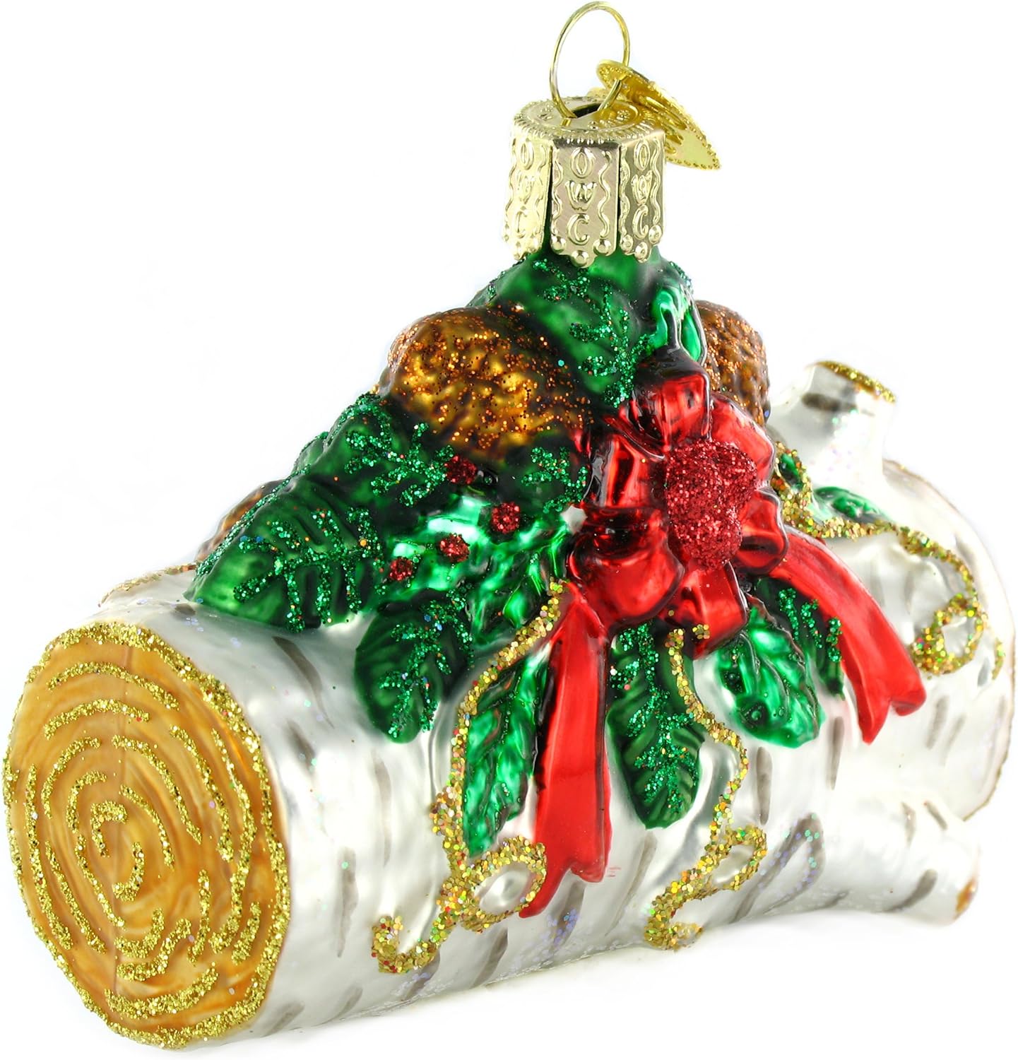 Old World Christmas Yule Log Ornament - Handcrafted Glass Blown Holiday Decoration | Festive Tree Decor