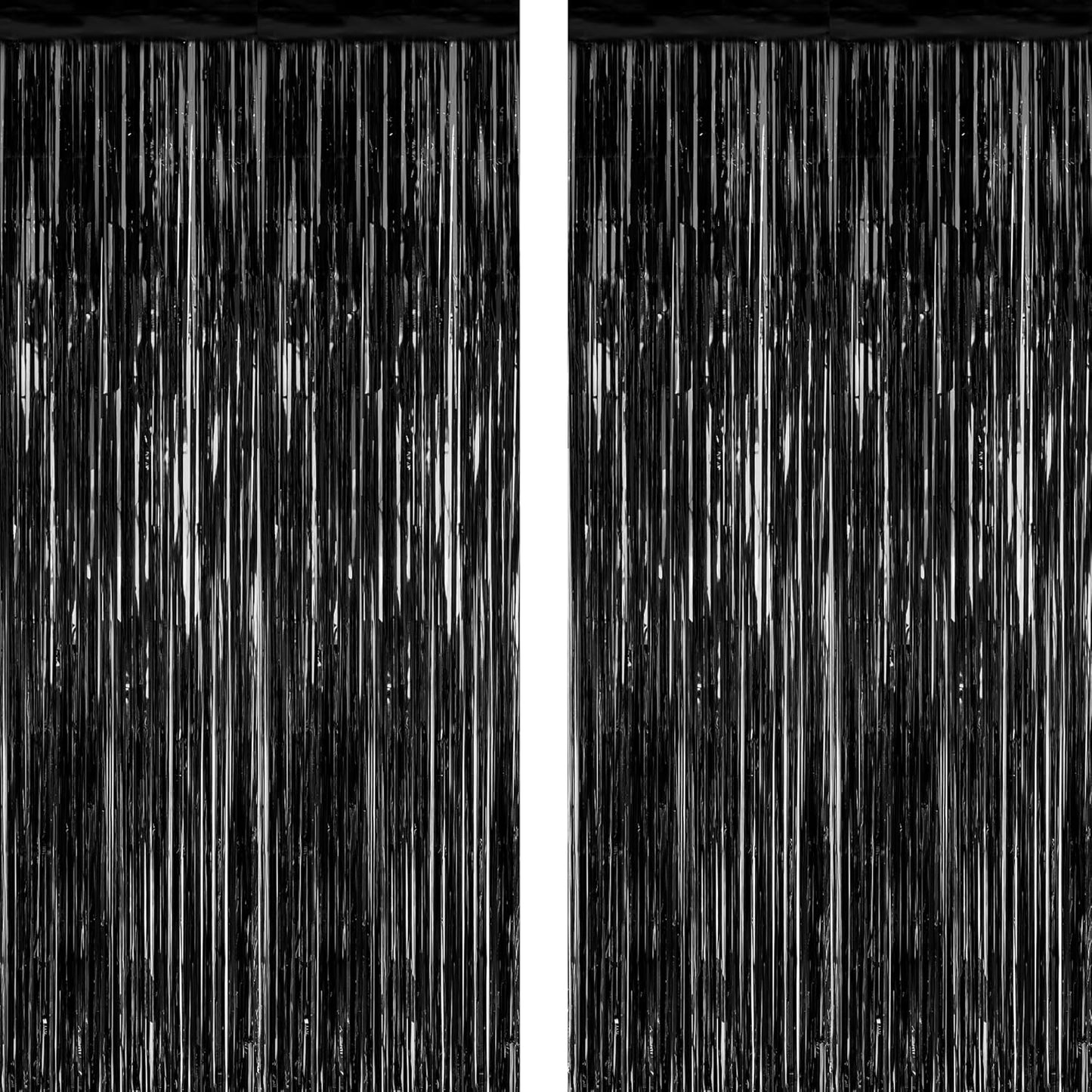 2026 Graduation Party Decorations - 2 Pack Black Backdrop with Metallic Fringe | 3.28 FT x 7.05 FT