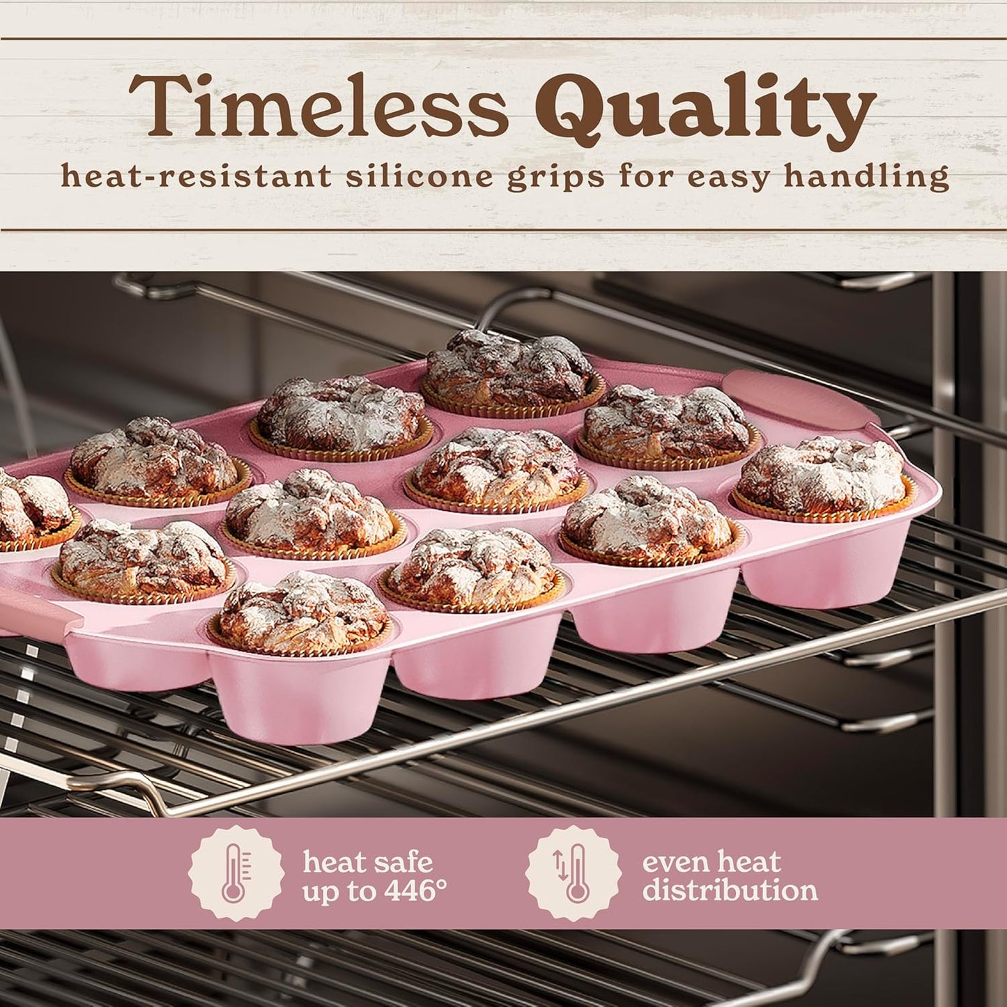 Country Kitchen Nonstick Bakeware Set - Heavy Duty, Durable & Easy Release, Pink | 10 Pieces