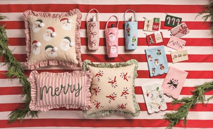 Christmas Light Sequin Hand Towel - Cream Cotton Holiday Kitchen Decor