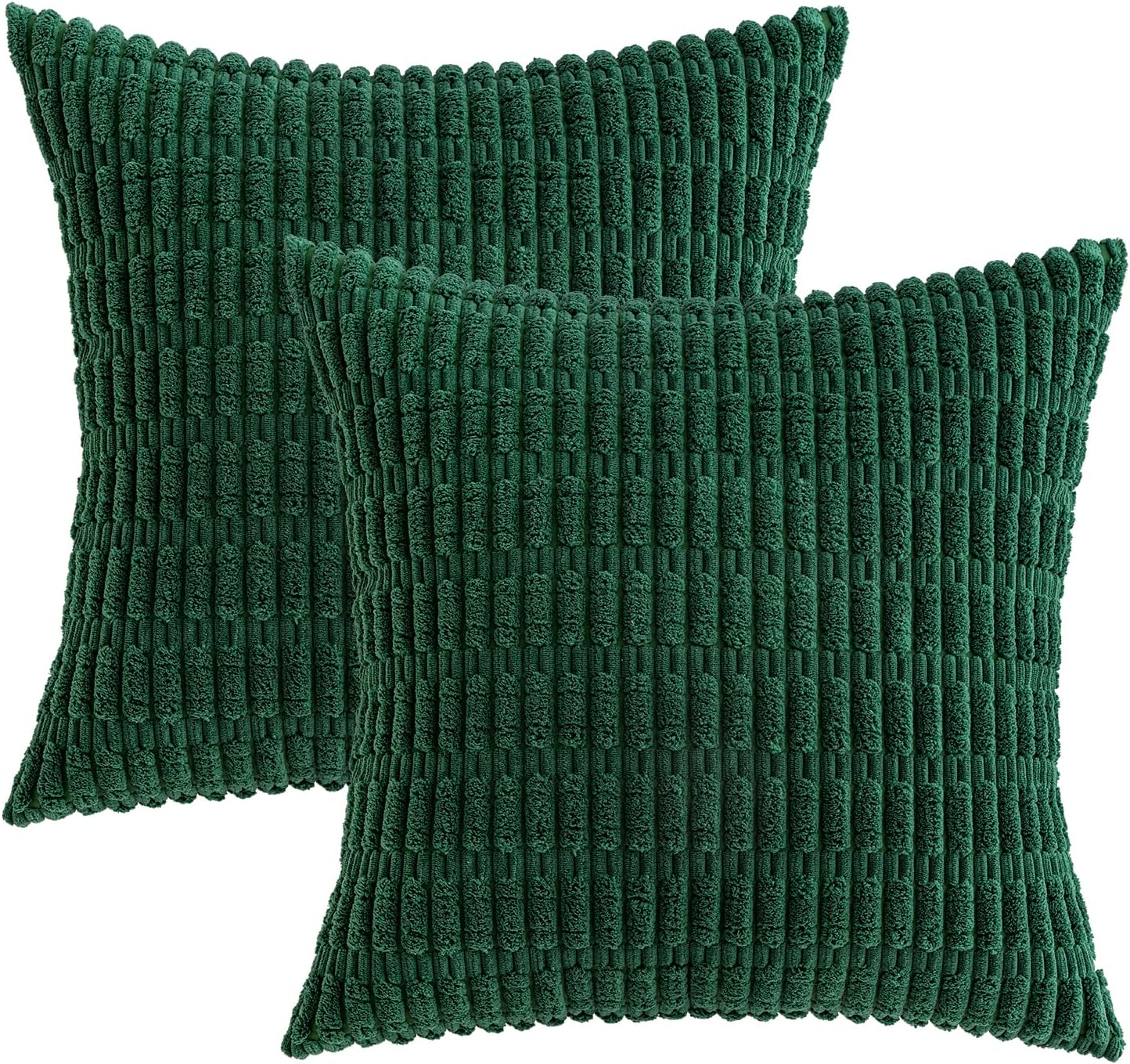 MIULEE Decorative Pillow Covers - Soft Dark Green Corduroy, 20x20 Inch | Boho Striped Design for Modern Home Decor