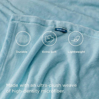 Bedsure GentleSoft Fleece Throw Blanket - Cozy Plush River Blue Blanket for Couch, 50x60 Inches
