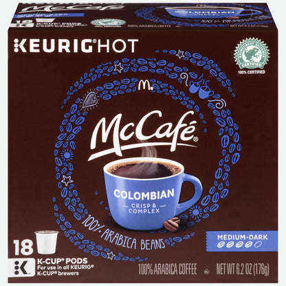 McCafé Colombian Medium Dark Roast K-Cup Coffee Pods (72 Pods, 4 Packs of 18)