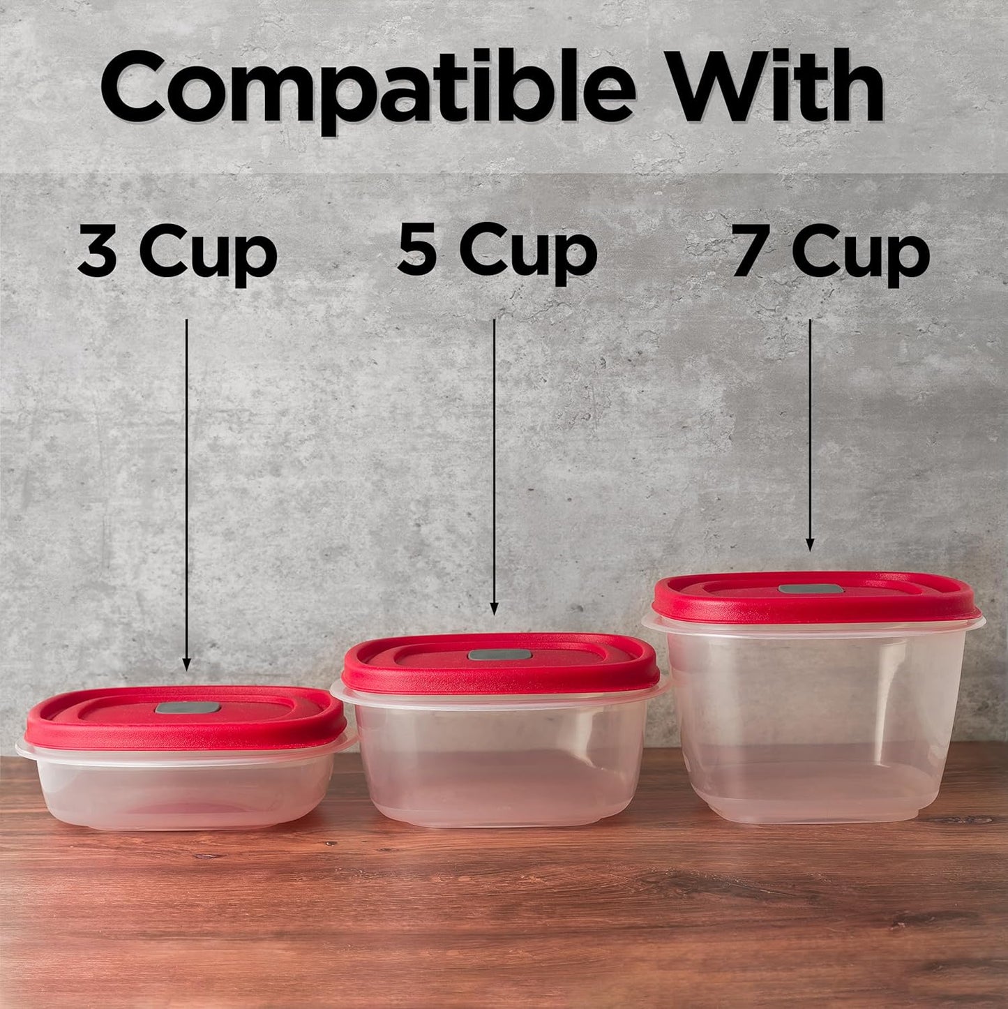 Rubbermaid Replacement Lids - 3/5/7 Cup Food Storage Container Lids with Steam Vent - 4-Pack, Red