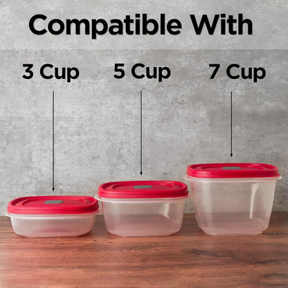 Rubbermaid Replacement Lids - 3/5/7 Cup Food Storage Container Lids with Steam Vent - 4-Pack, Red