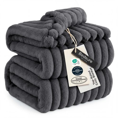 Bedsure GentleSoft Large Fleece Blanket for Bed - Cozy Soft Throw Blankets for Women, Cute Large Throws for Girls, Grey, 120x120 Inches