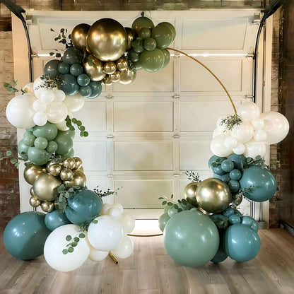 Skiennix Balloon Garland Kit - 107 PCS Dusty Sage Green & Gold Pastel Arch for Boho Parties