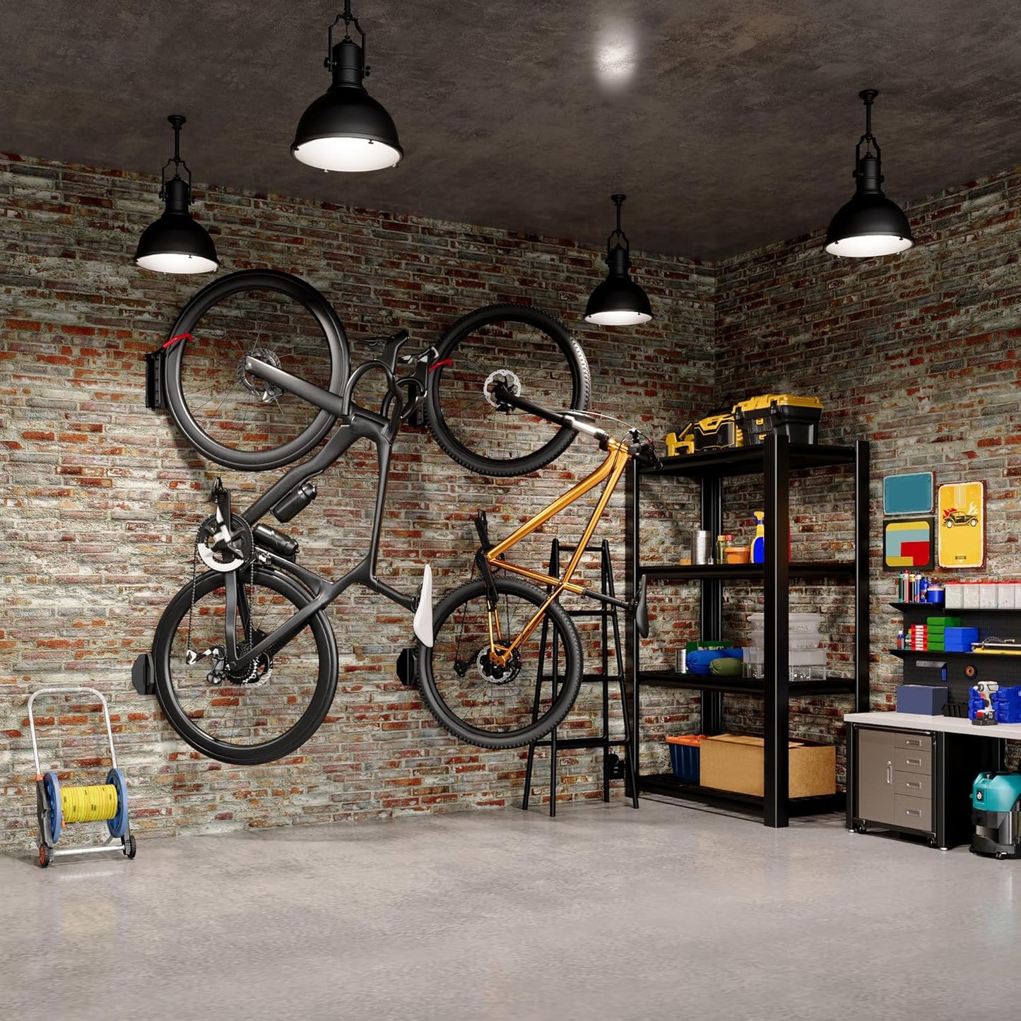 Swivel Bike Wall Mount | Space-Saving Bike Hangers for Garage - Sturdy Rack Holds Up to 77 lbs, Easy Install, 2 Pack
