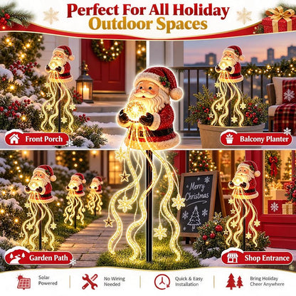 Santa Claus Snowman Magic Fountain LED Garden Light - Solar Snowflake Cascade