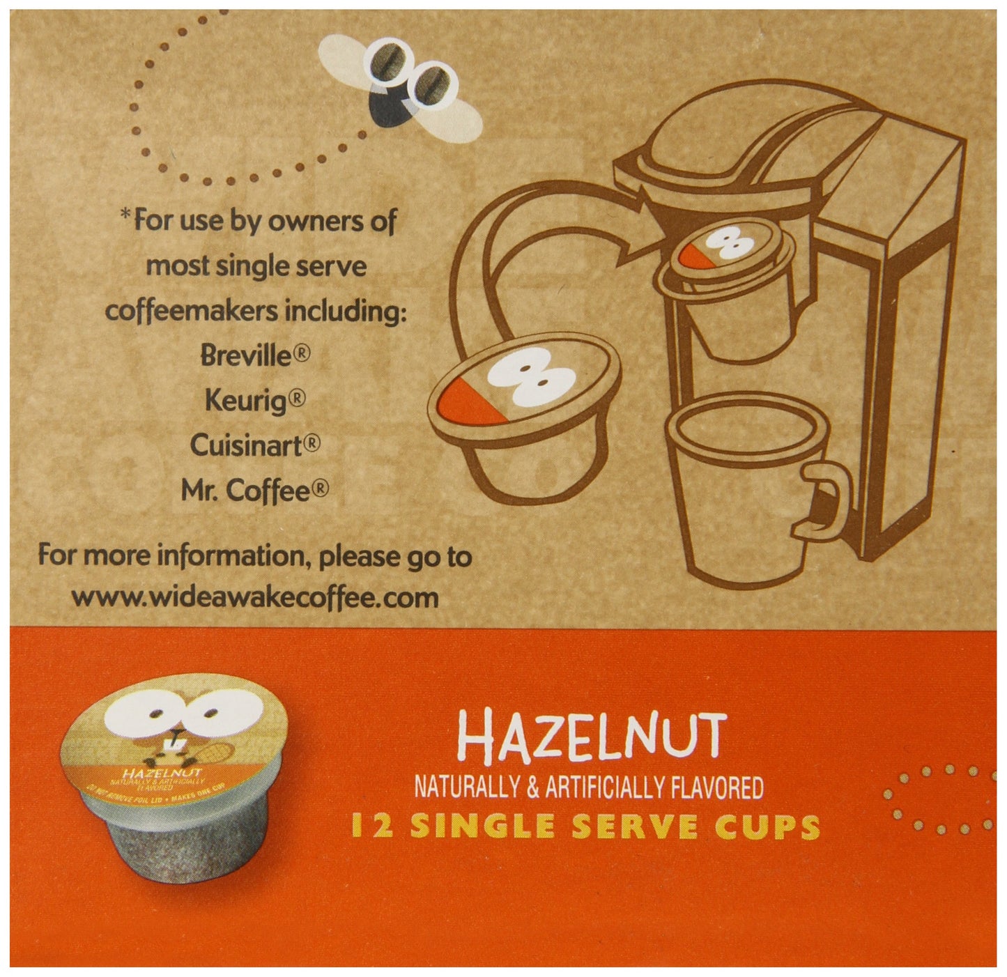 Wide Awake Coffee Hazelnut Cream Single Serve Cup, 12 Count