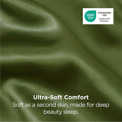 Bedsure Satin Pillowcase - Silky Soft Queen Pillowcase 2 Pack for Hair & Skin | Olive Green, 20x30 Inches
