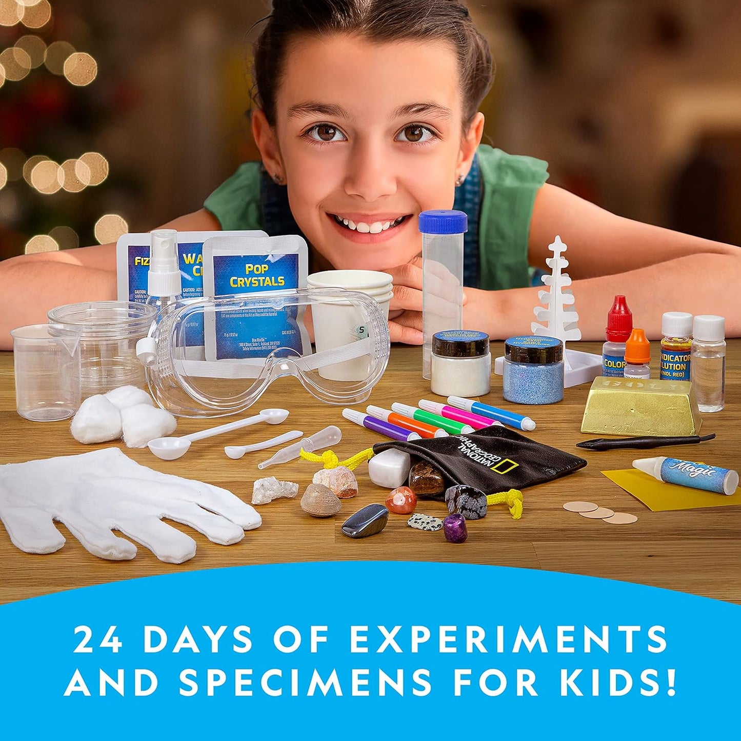 National Geographic Science Kit & Rock Collection Advent Calendar - 24 Days of STEM Experiments for Kids Ages 8-12