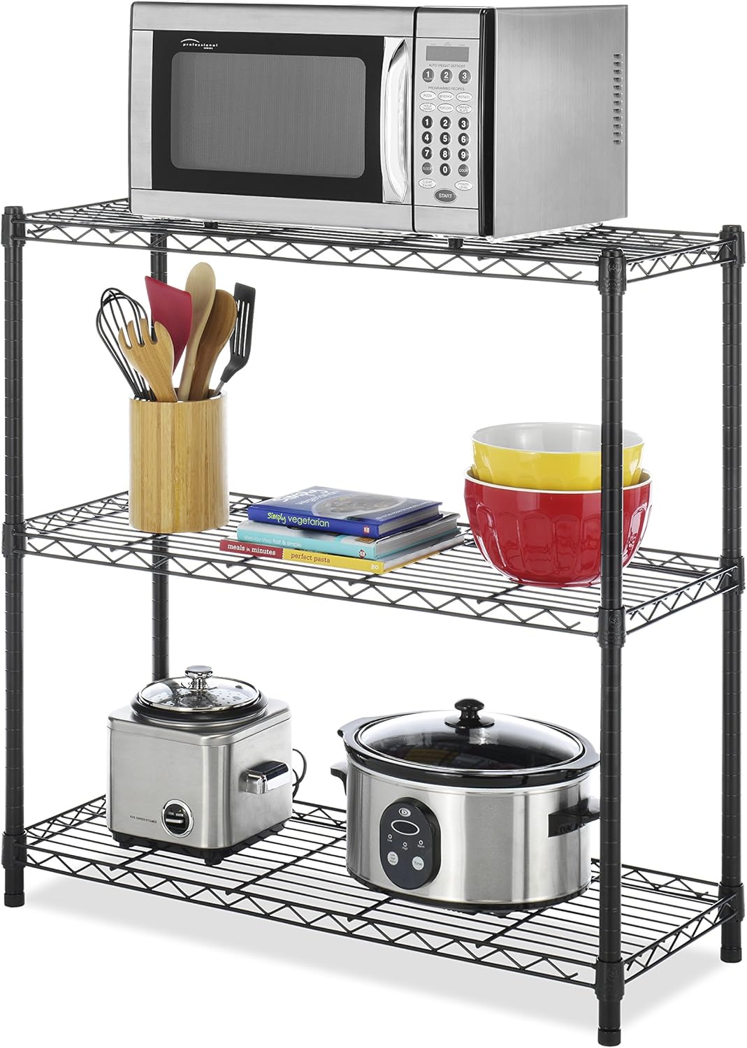 Whitmor 3 Tier Shelving Unit - Heavy Duty Metal Storage Shelves | 400 lbs Capacity Per Shelf, Adjustable, Black, 36"L x 14"W x 36"H